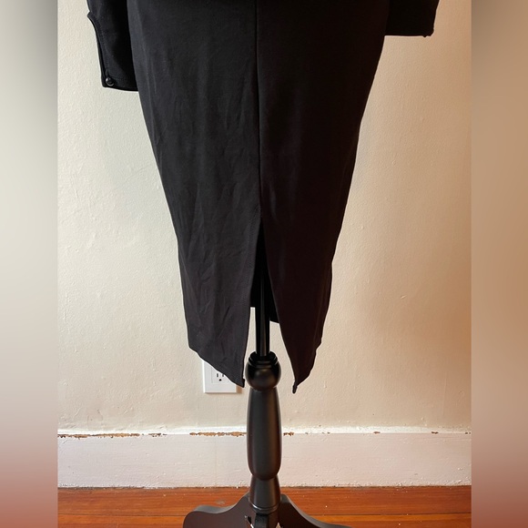 J uptown fitted open front knot dress, back slit, gold zip, button wrist, size L - Picture 7 of 8